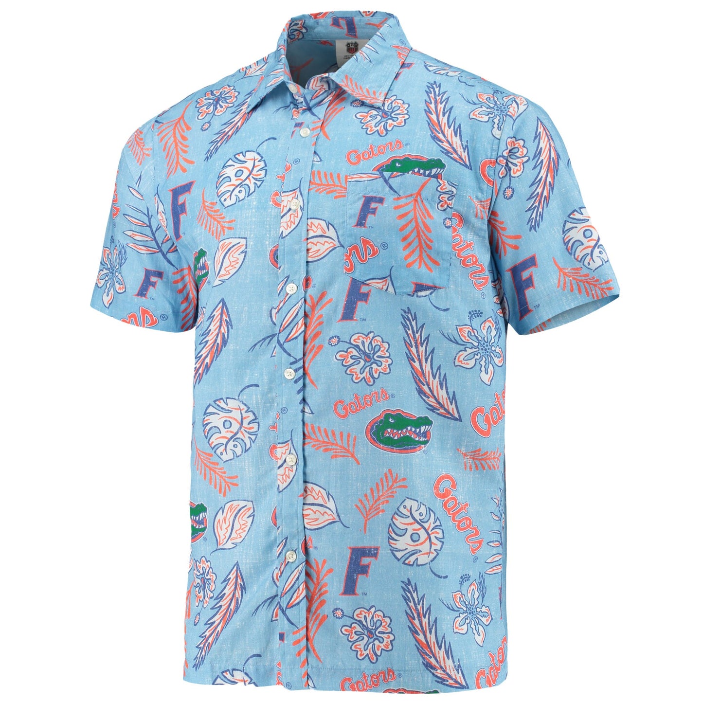 Florida Gators Wes and Willy Mens College Hawaiian Short Sleeve Button Down Shirt Vintage Floral