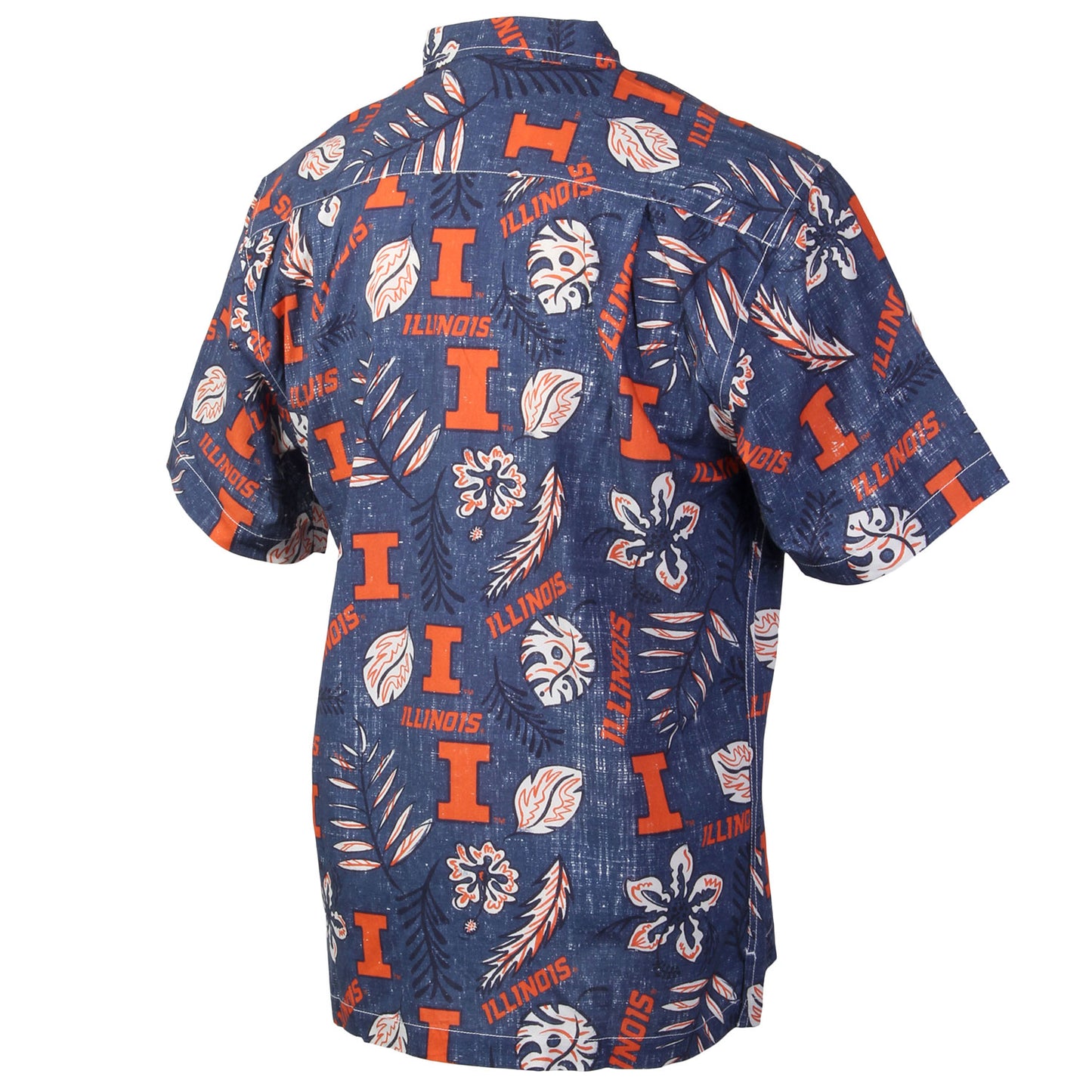 Illinois Fighting Illini Wes and Willy Mens College Hawaiian Short Sleeve Button Down Shirt Vintage Floral