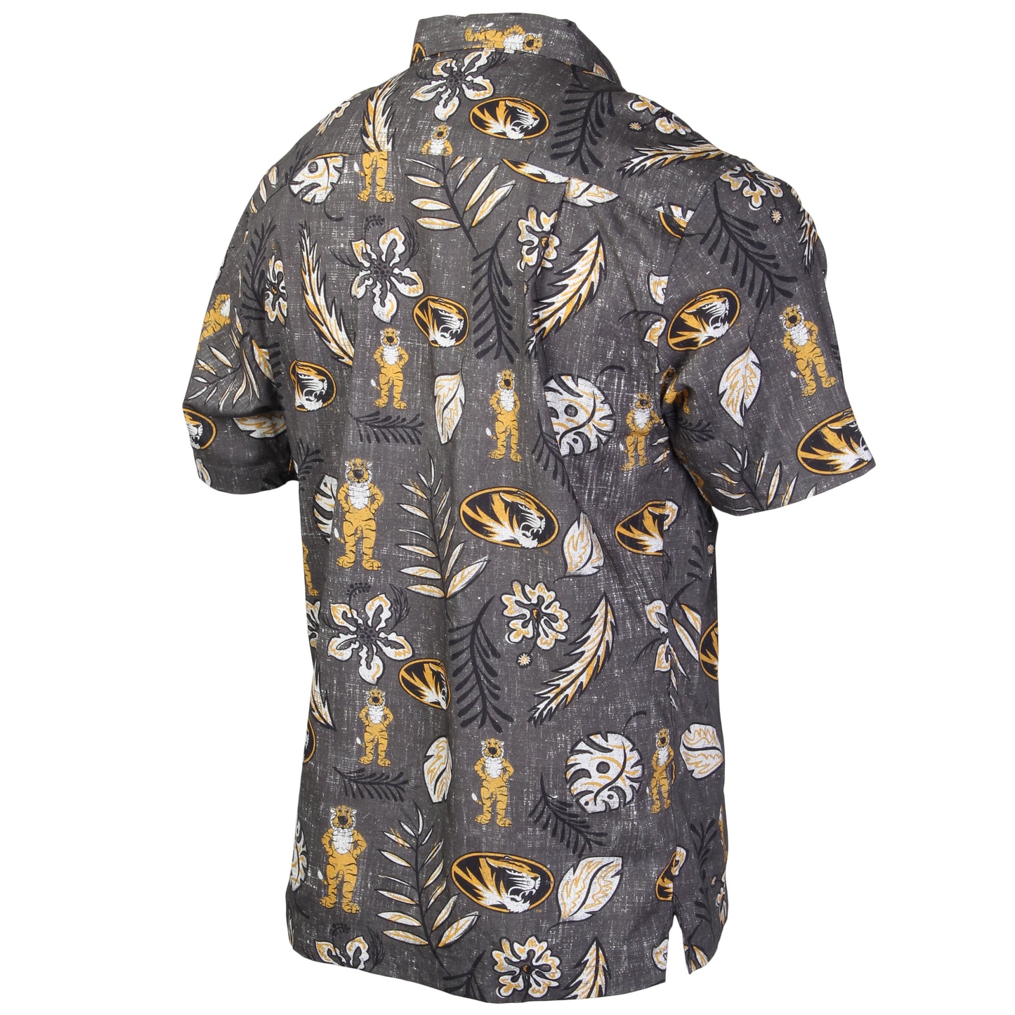 Missouri Tigers Wes and Willy Mens College Hawaiian Short Sleeve Button Down Shirt Vintage Floral