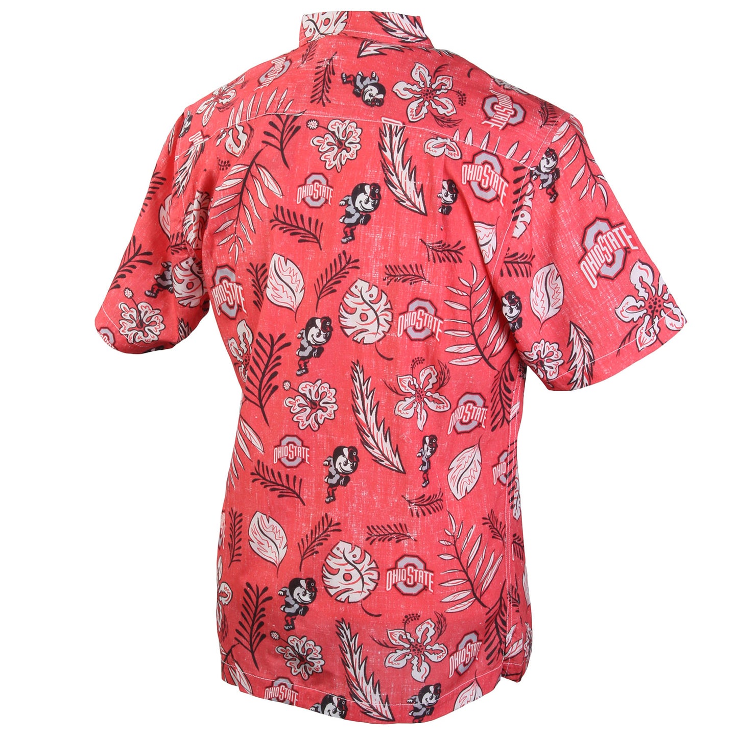 Ohio State Buckeyes Wes and Willy Mens College Hawaiian Short Sleeve Button Down Shirt Vintage Floral