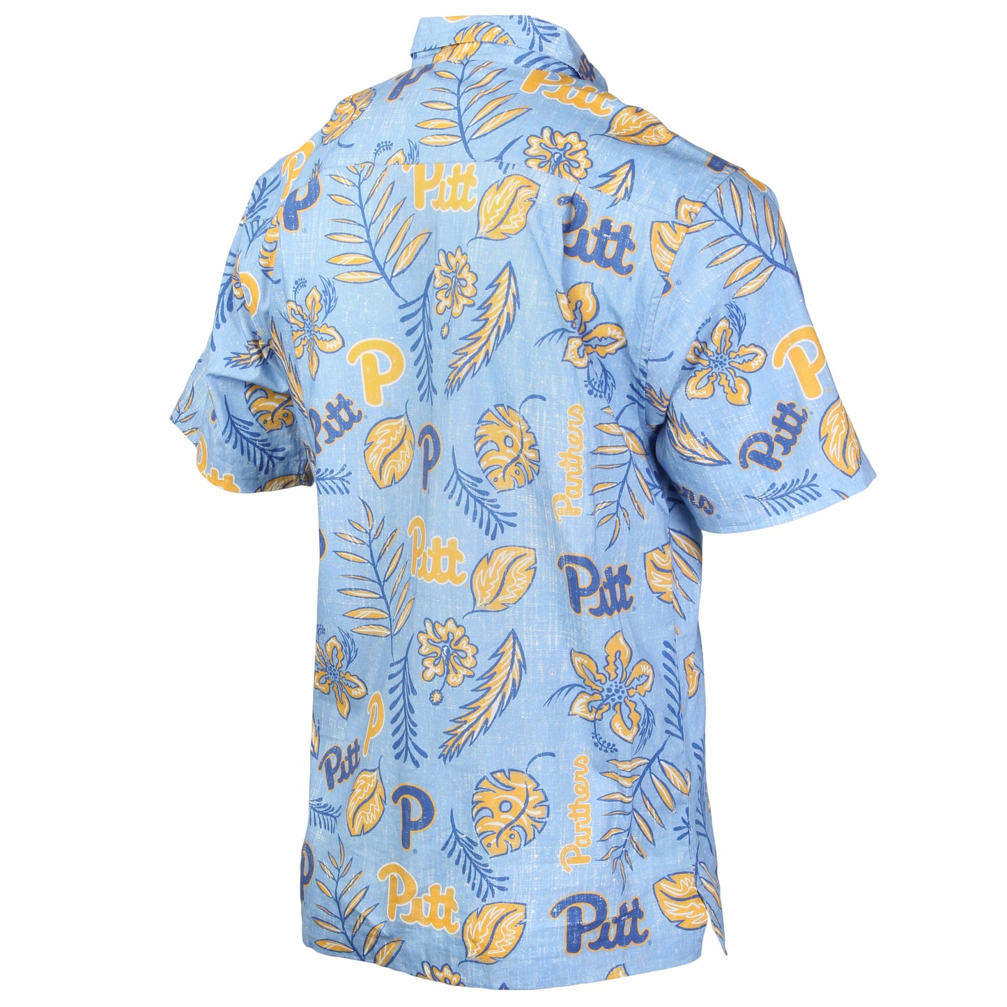 Pittsburgh Panthers Wes and Willy Mens College Hawaiian Short Sleeve Button Down Shirt Vintage Floral