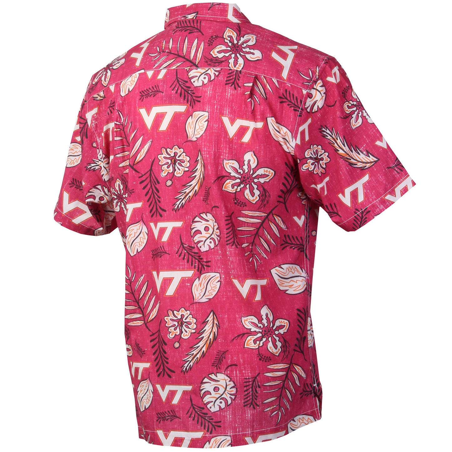 Virginia Tech Hokies Wes and Willy Mens College Hawaiian Short Sleeve Button Down Shirt Vintage Floral