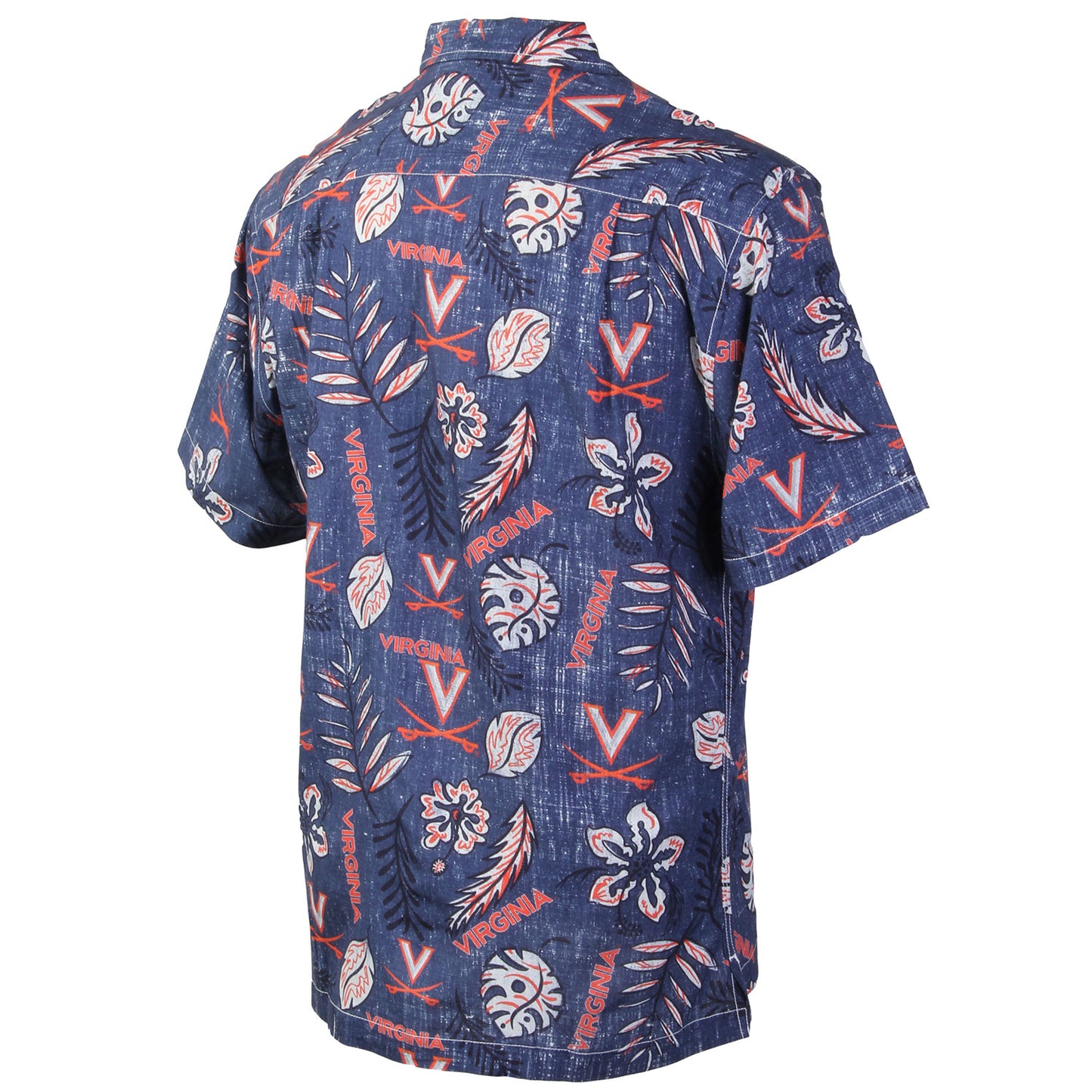 Virginia Cavaliers Wes and Willy Mens College Hawaiian Short Sleeve Button Down Shirt Vintage Floral