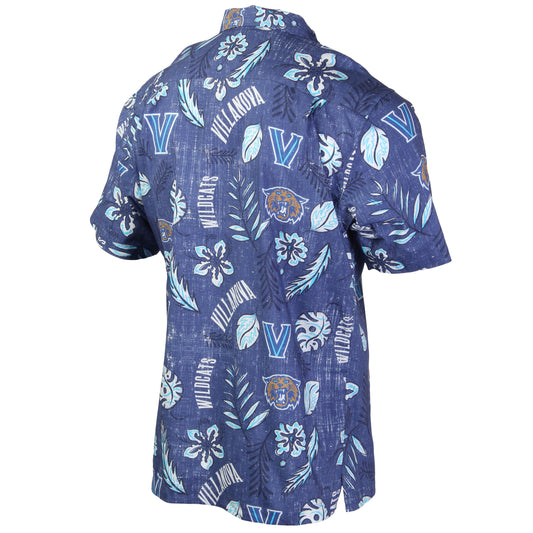 Villanova Wildcats Wes and Willy Mens College Hawaiian Short Sleeve Button Down Shirt Vintage Floral