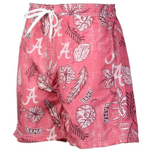 Alabama Crimson Tide Wes and Willy Mens College Vintage Floral Swim Trunks