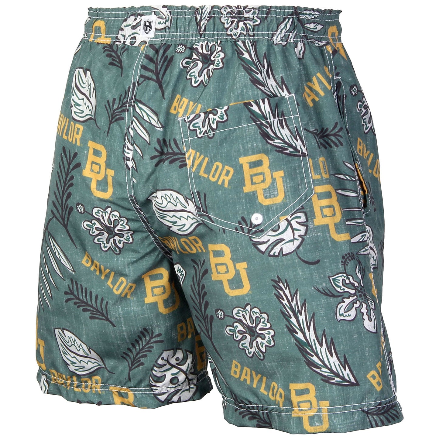 Baylor Bears Wes and Willy Mens College Vintage Floral Swim Trunks