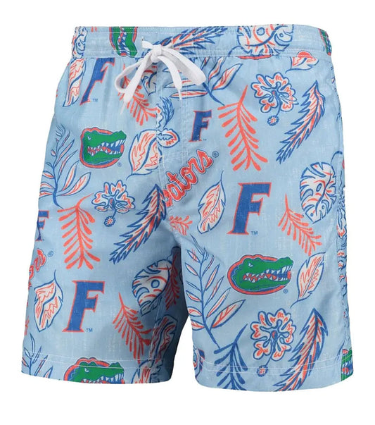 Florida Gators Wes and Willy Mens College Vintage Floral Swim Trunks