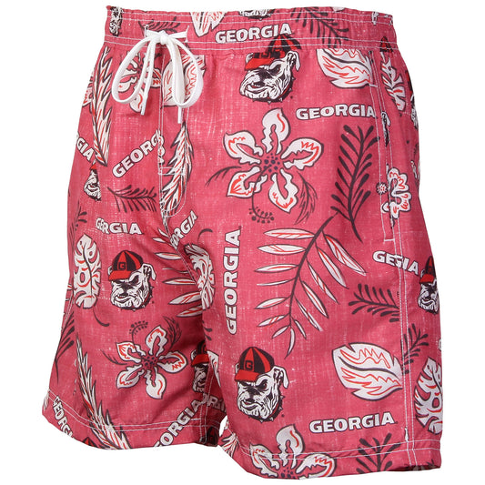 Georgia Bulldogs Wes and Willy Mens College Vintage Floral Swim Trunks