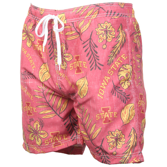 Iowa State Cyclones Wes and Willy Mens College Vintage Floral Swim Trunks