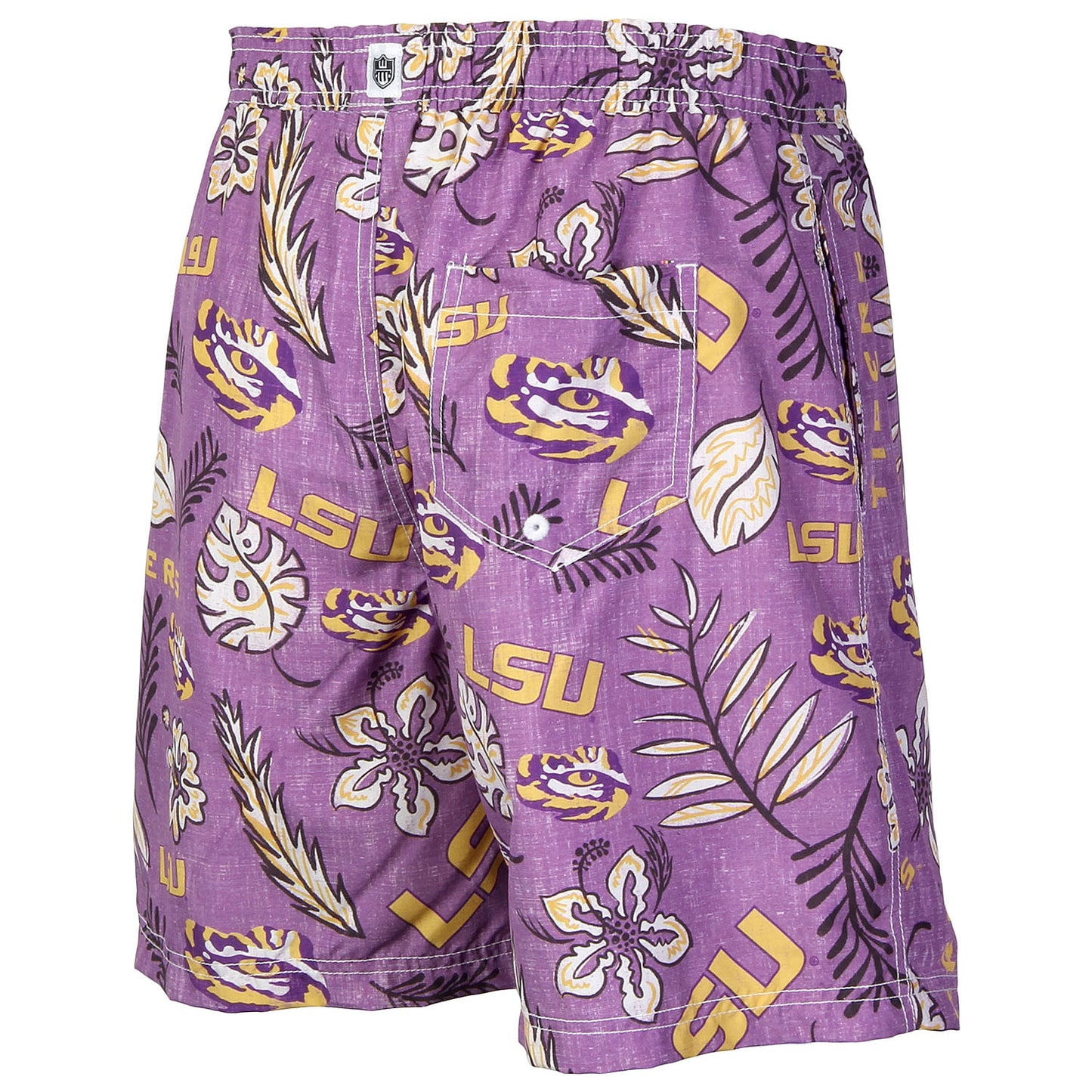 LSU Tigers Wes and Willy Mens College Vintage Floral Swim Trunks