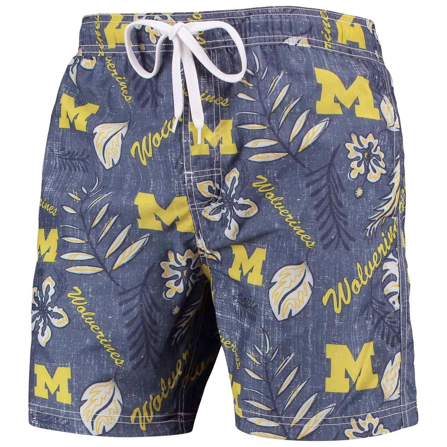 Michigan Wolverines Wes and Willy Mens College Vintage Floral Swim Trunks