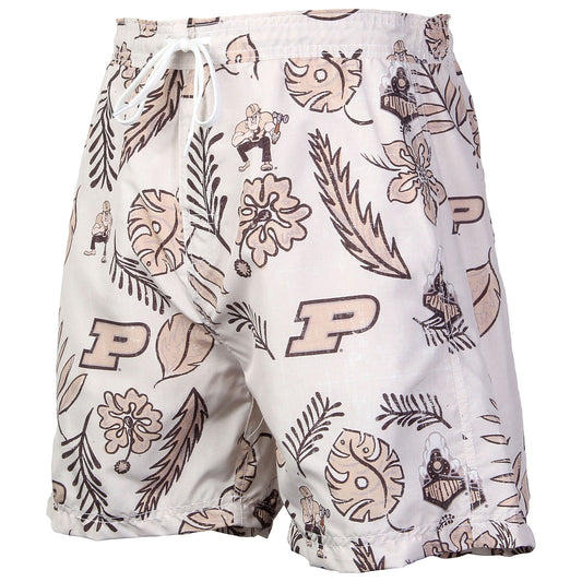 Purdue Boilermakers Wes and Willy Mens College Vintage Floral Swim Trunks