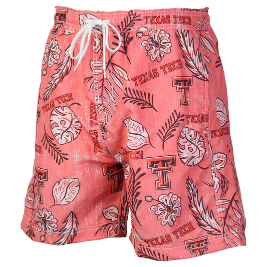 Texas Tech Red Raiders Wes and Willy Mens College Vintage Floral Swim Trunks