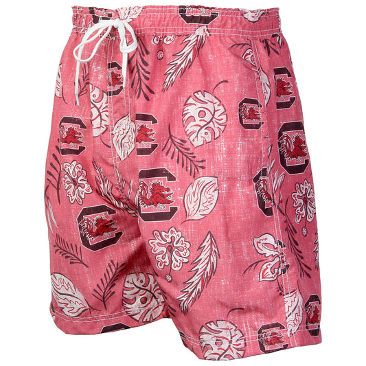 South Carolina Gamecocks Wes and Willy Mens College Vintage Floral Swim Trunks