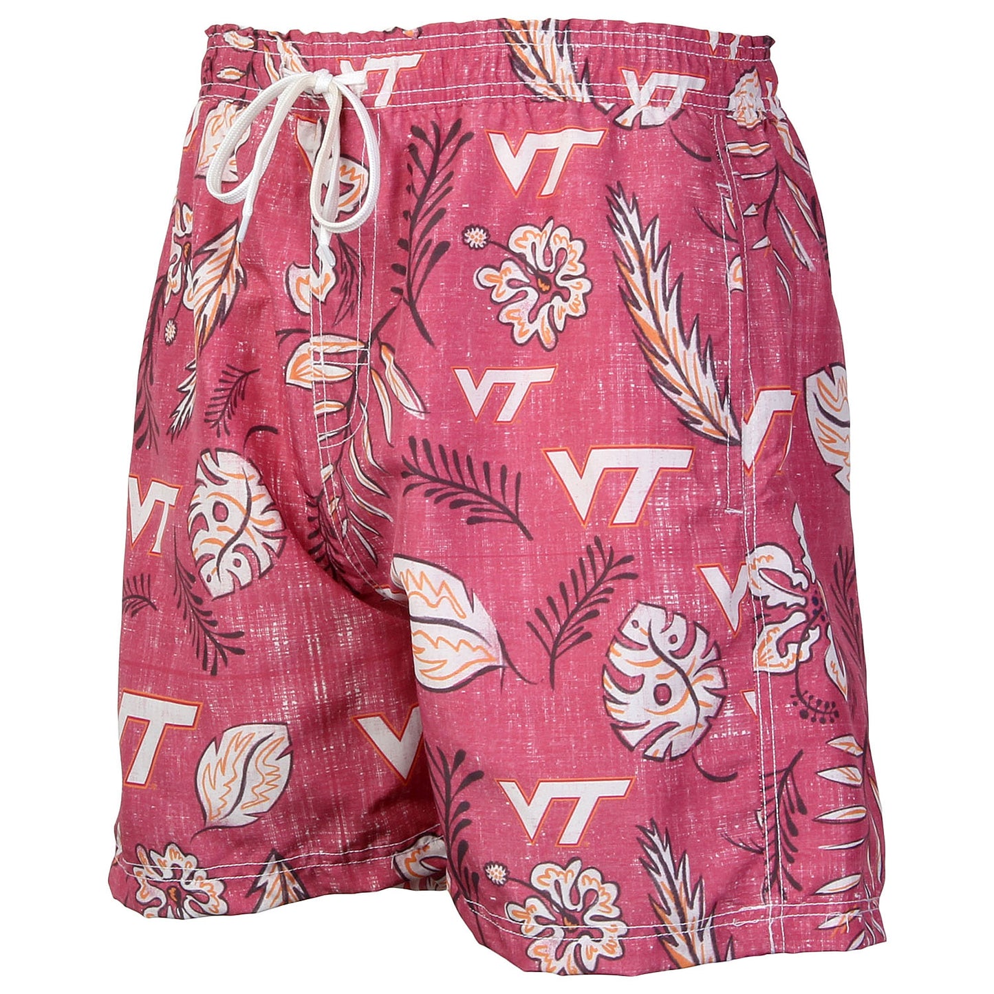 Virginia Tech Hokies Wes and Willy Mens College Vintage Floral Swim Trunks