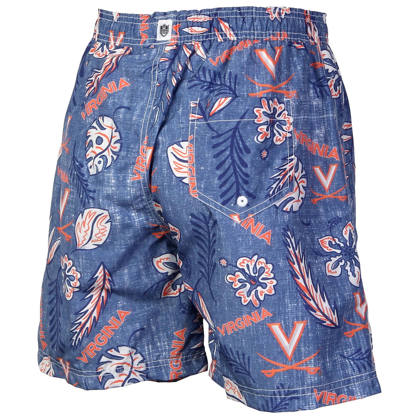 Virginia Cavaliers Wes and Willy Mens College Vintage Floral Swim Trunks