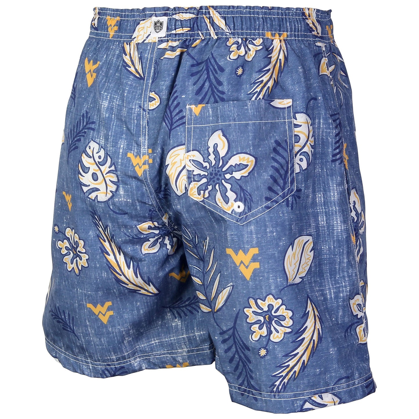 West Virginia Mountaineers Wes and Willy Mens College Vintage Floral Swim Trunks