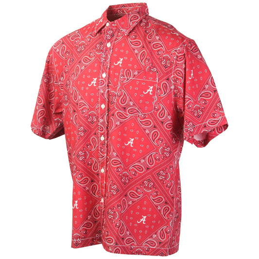 Alabama Crimson Tide Wes and Willy Mens College Paisley Button Up Shirt