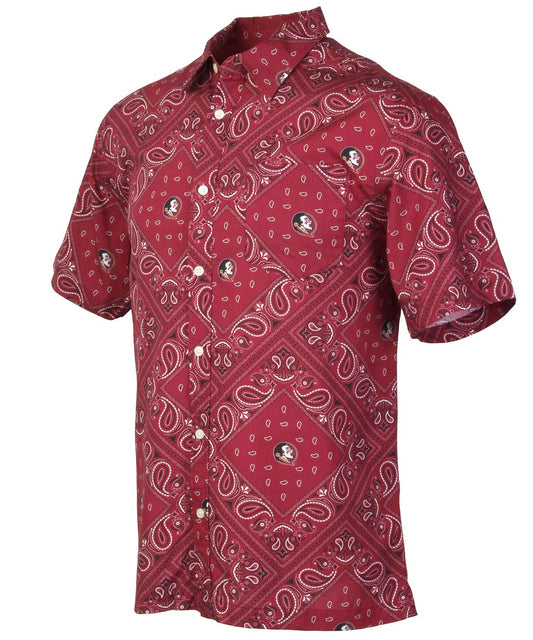 Florida State Seminoles Wes and Willy Mens College Paisley Button Up Shirt