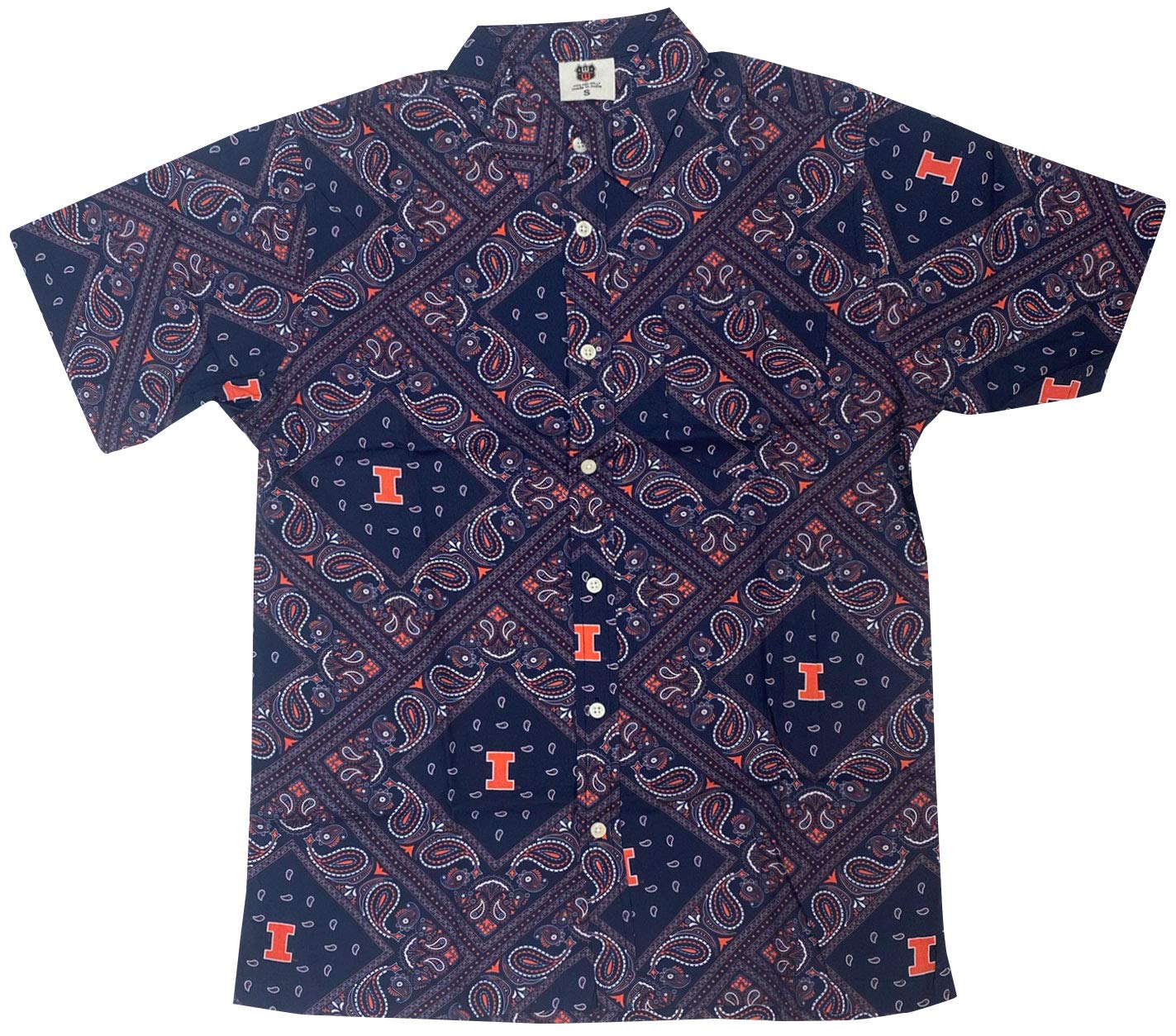 Illinois Fighting Illini Wes and Willy Mens College Paisley Button Up Shirt