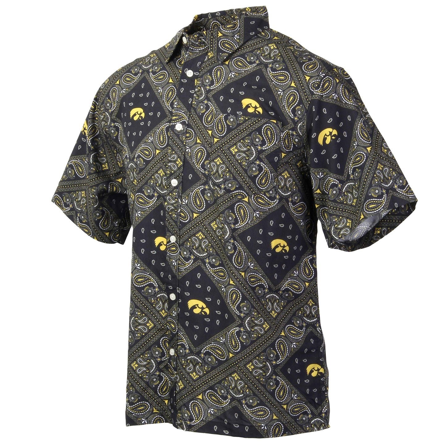 Iowa Hawkeyes Wes and Willy Mens College Paisley Button Up Shirt