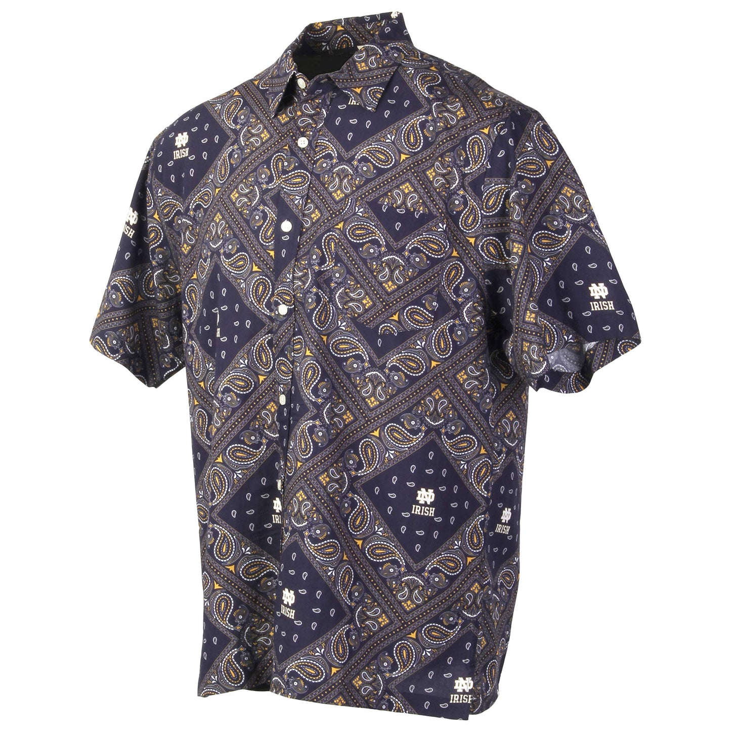 Notre Dame Fighting Irish Wes and Willy Mens College Paisley Button Up Shirt