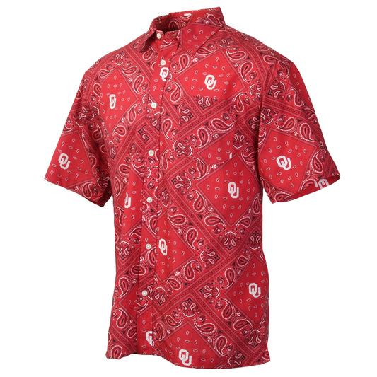 Oklahoma Sooners Wes and Willy Mens College Paisley Button Up Shirt