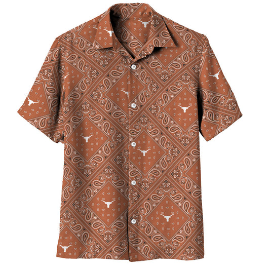 Texas Longhorns Wes and Willy Mens College Paisley Button Up Shirt