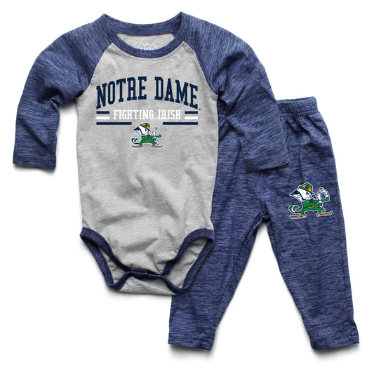 Notre Dame Fighting Irish Wes and Willy Baby College Team Hopper and Pant Set Navy