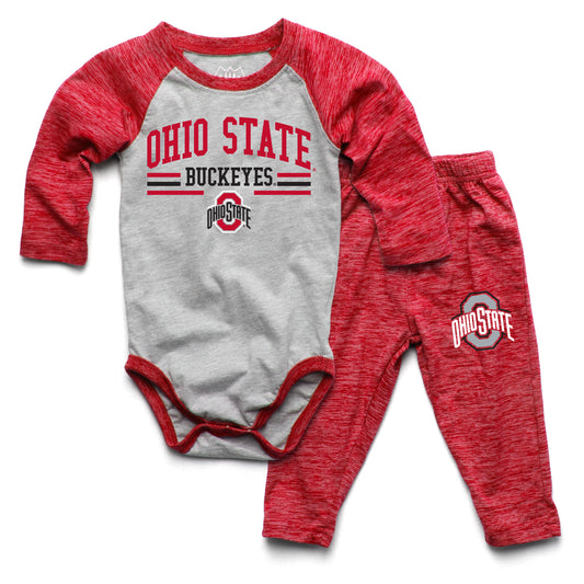 Ohio State Buckeyes Wes and Willy Baby College Team Hopper and Pant Set Red