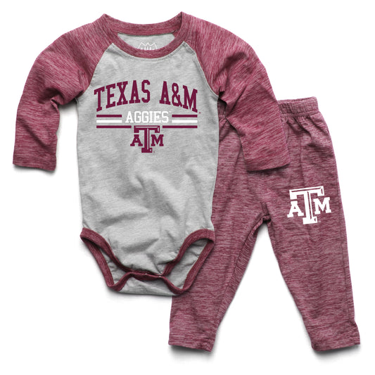 Texas A&M Aggies Wes and Willy Baby College Team Hopper and Pant Set