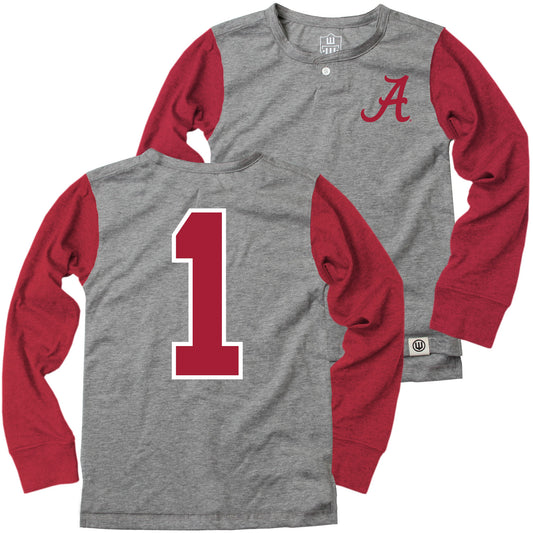 Alabama Crimson Tide Wes and Willy Boys Long Sleeve Henley Shirt