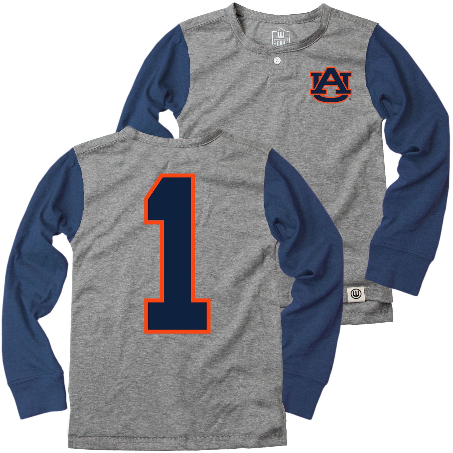 Auburn Tigers Wes and Willy Boys Long Sleeve Henley Shirt