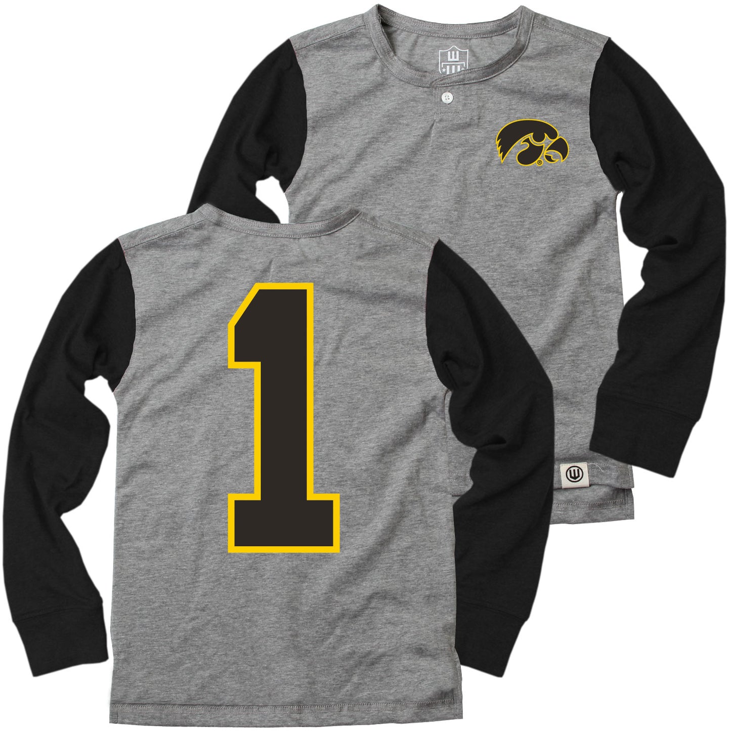 Iowa Hawkeyes Wes and Willy Boys Long Sleeve Henley Shirt