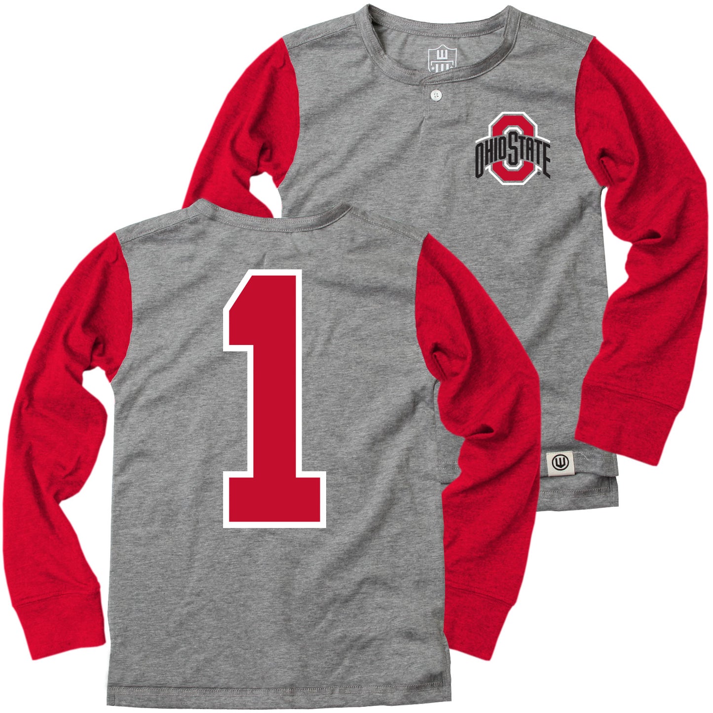 Ohio State Buckeyes Wes and Willy Boys Long Sleeve Henley Shirt