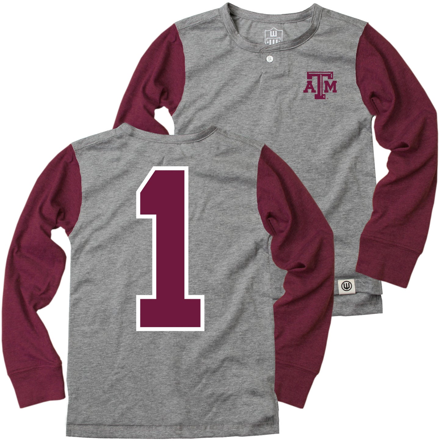 Texas A&M Aggies Wes and Willy Boys Long Sleeve Henley Shirt