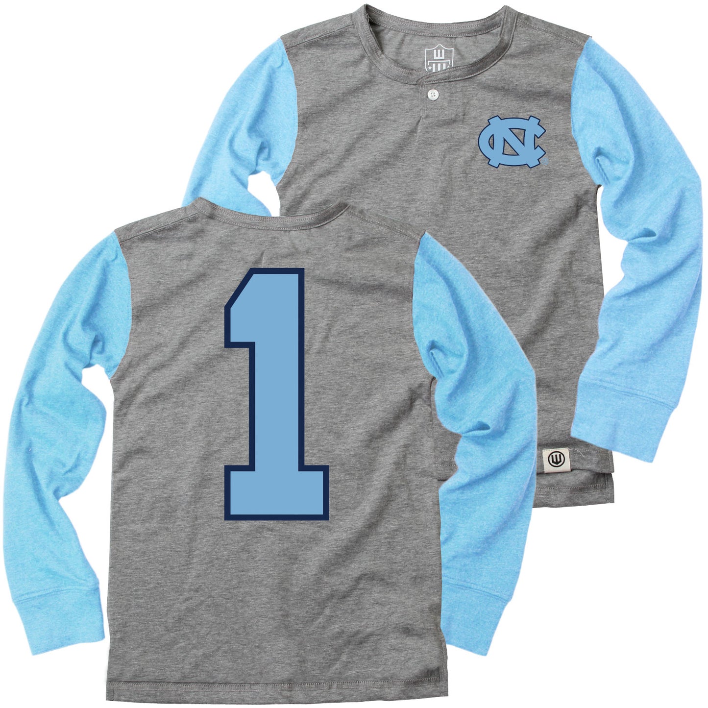 North Carolina Tar Heels Wes and Willy Boys Long Sleeve Henley Shirt