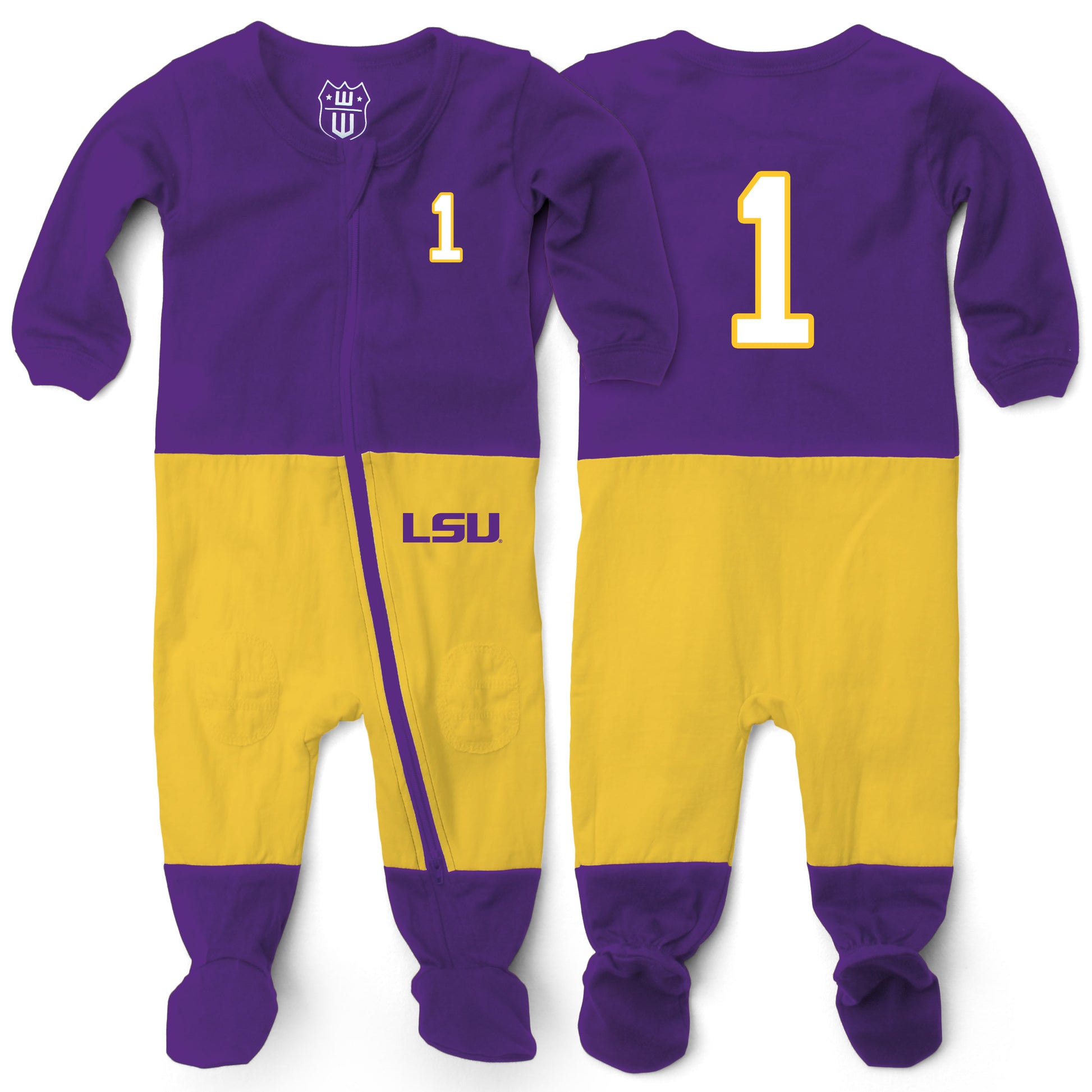Wes and Willy LSU Tigers Baby College Football Jersey Sleeper