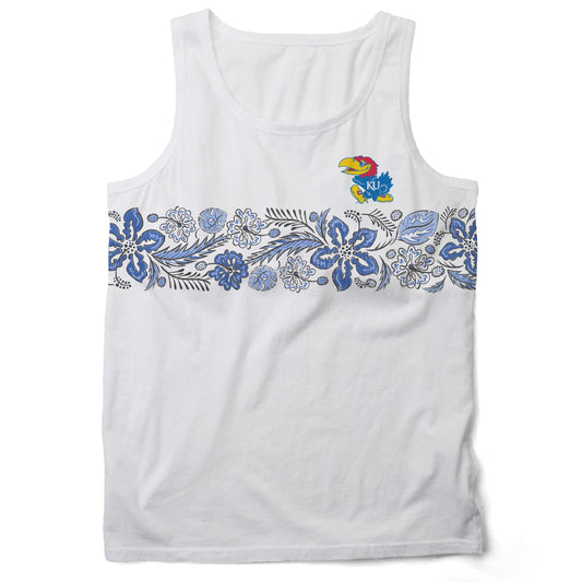 Kansas Jayhawks Wes and Willy Mens Floral Tank Top