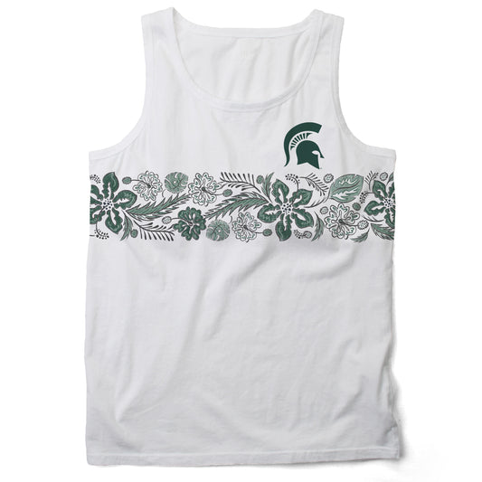 Michigan State Spartans Wes and Willy Mens Floral Tank Top