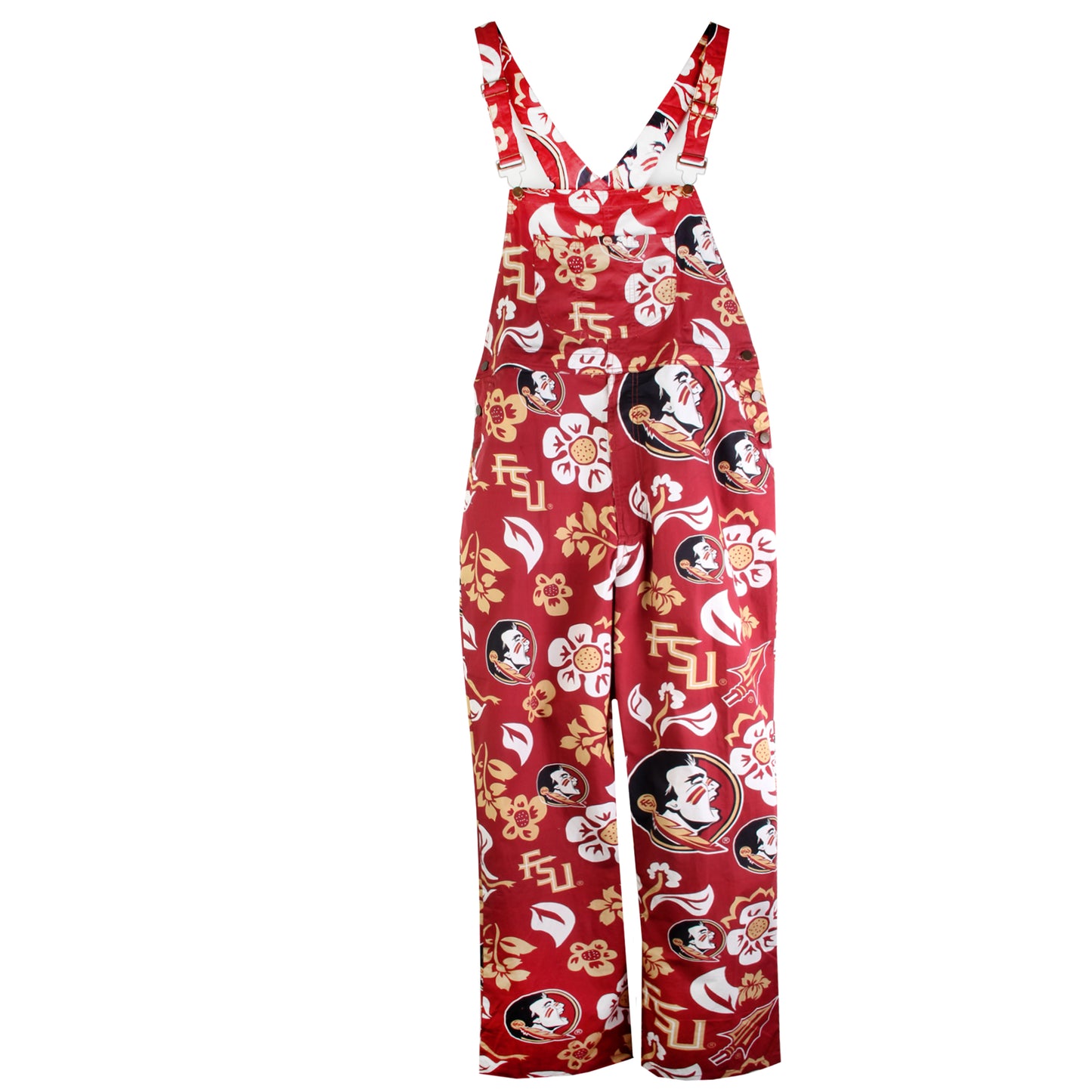 Florida State Seminoles Wes and Willy Mens College Floral Lightweight Fashion Overalls