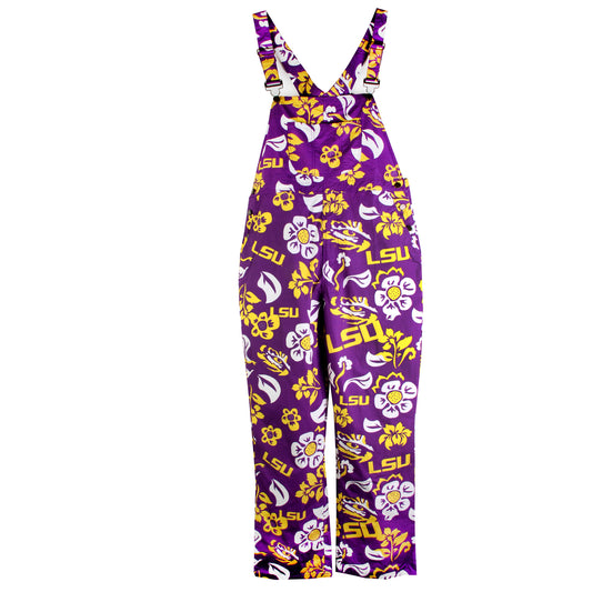 LSU Tigers Wes and Willy Mens College Floral Lightweight Fashion Overalls