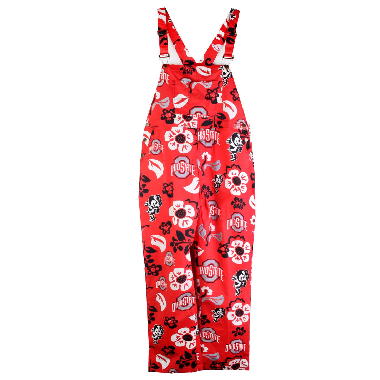 Ohio State Buckeyes Wes and Willy Mens College Floral Lightweight Fashion Overalls