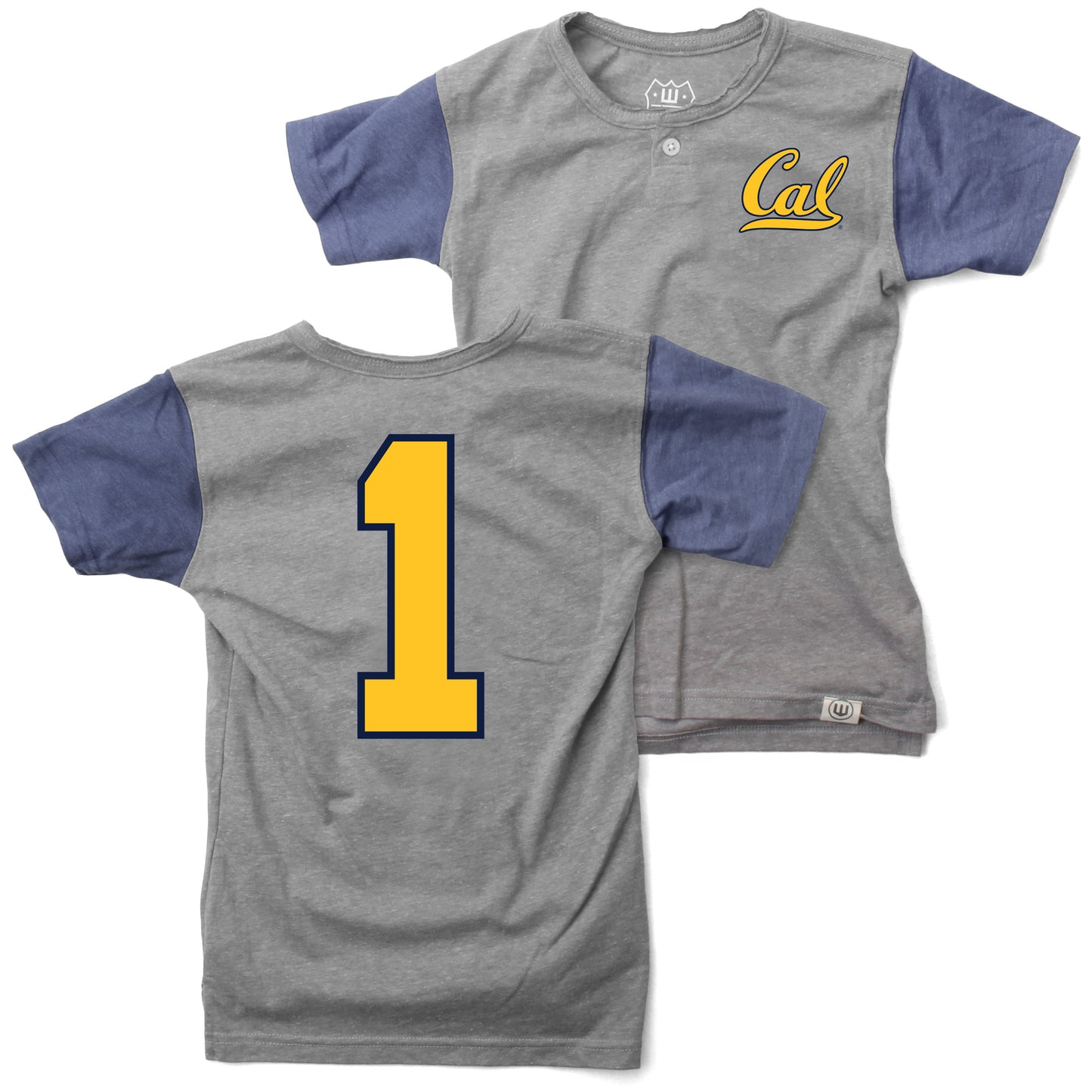 Cal Berkeley Bears Wes and Willy Boys Short Sleeve Baseball Henley T-Shirt