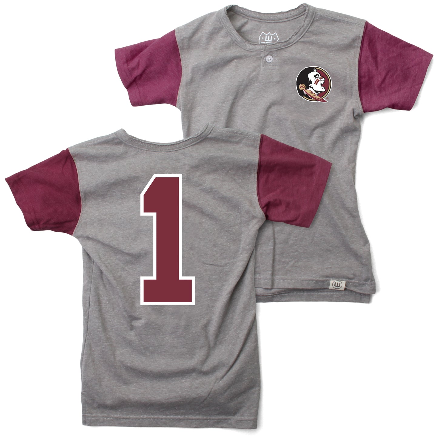 Florida State Seminoles Wes and Willy Boys Short Sleeve Baseball Henley T-Shirt