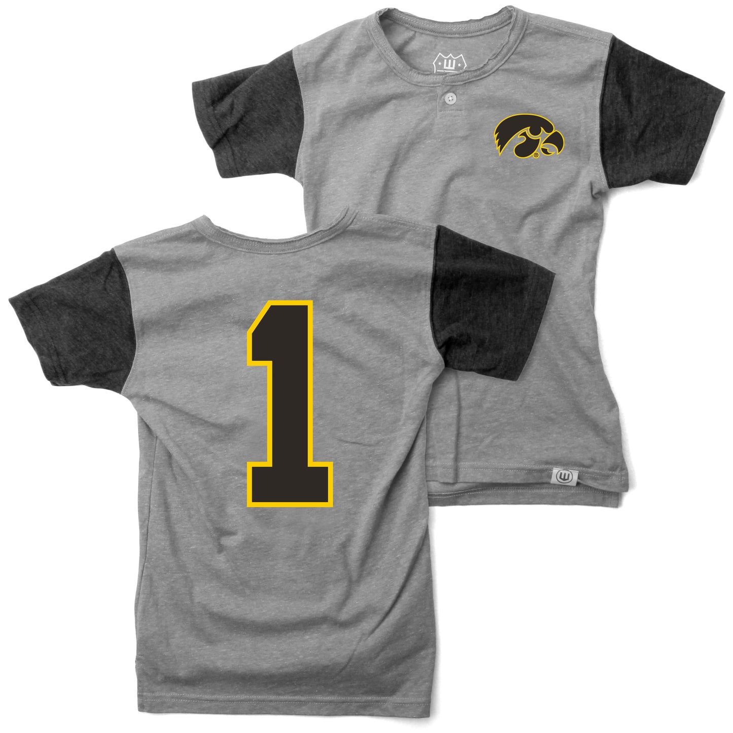 Iowa Hawkeyes Wes and Willy Boys Short Sleeve Baseball Henley T-Shirt