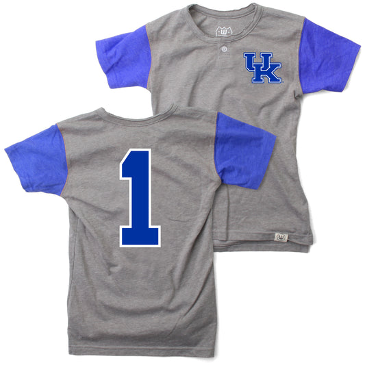 Kentucky Wildcats Wes and Willy Boys Short Sleeve Baseball Henley T-Shirt