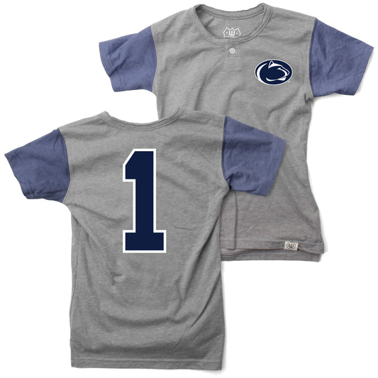 Penn State Nittany Lions Wes and Willy Boys Short Sleeve Baseball Henley T-Shirt