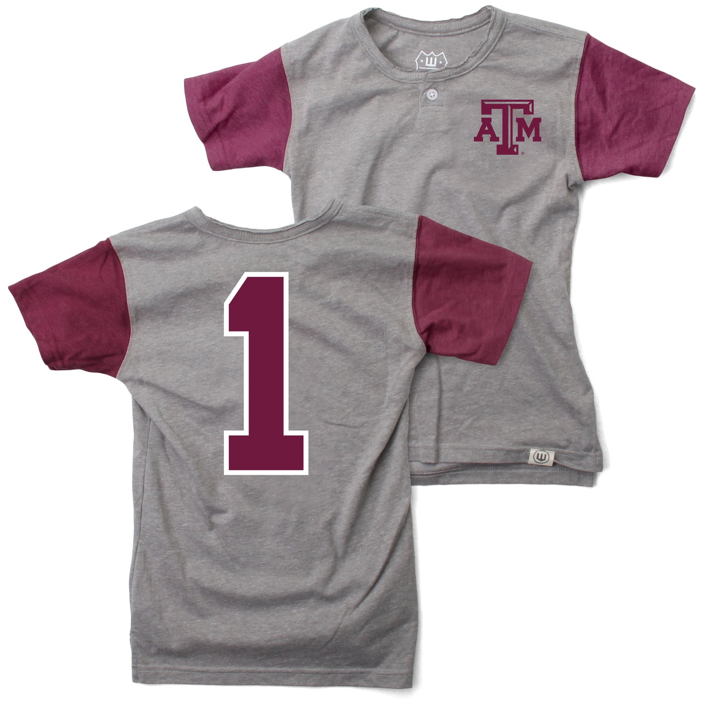 Texas A&M Aggies Wes and Willy Boys Short Sleeve Baseball Henley T-Shirt
