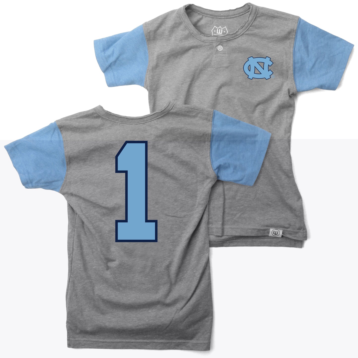 North Carolina Tar Heels Wes and Willy Boys Short Sleeve Baseball Henley T-Shirt